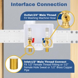 2-Pack GUOFIS Washing Machine Outlet Box,1/2 Inch Sweat MIP Inlet x 3/4 Inch MHT Outlet, Laundry Washer Box with Stainless Steel Water Hammer Arrestor (Center Drain)