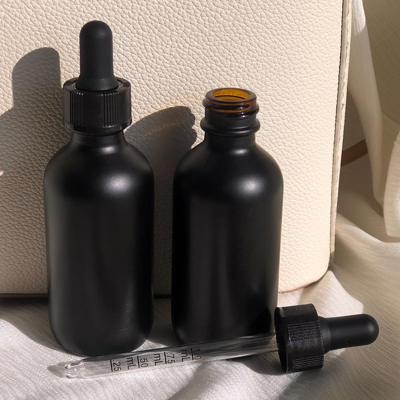 seafulee 60ml Black Coated Glass Bottle with Glass Eye Dropper,