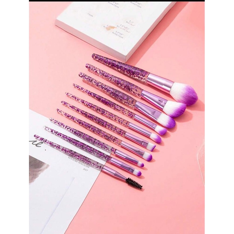 KPENTRA 10pcs Purple Glitter Makeup Brush Set – Where Sparkle