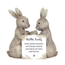 Adorable Family Bunny Ornament - 12cm x 12cm (1 Pc.) - Featuring Loving Daddy, Mummy & Baby Bunnies for Loved Ones & Room Decor