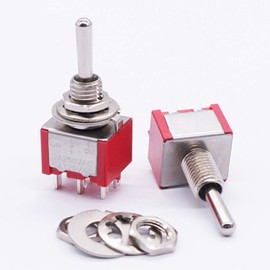 Twidec/10Pcs Mini Toggle Switch DPDT 3 Position 6 Pins ON/OFF/ON AC 125V 5A with Waterproof Cap MTS-203