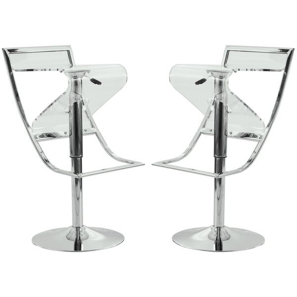 LeisureMod Napoli Modern Clear Acrylic Lucite Adjustable Bar / Counter