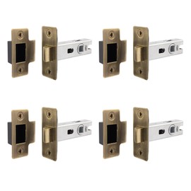 EAI Brass Tubular Door Latch for Internal Doors - 3 Inch / 76mm - Pack of 4 Antique Brass Tubular Mortice Latches
