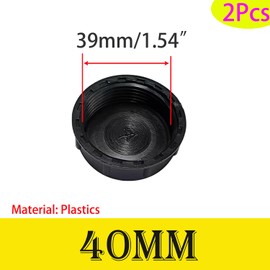 Qrity Pack of 2 Kitchen Sink Drain Pipe Sealing Cap Internal Thread 39 mm Pipe Cap for Sealing Connections and Pipe Ends, Black