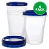 PLASTICPRO Food Storage Freezer Deli Containers Clear bottom With blue
