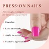 evpct Hot Pink French Tips Press on Nails Short Square