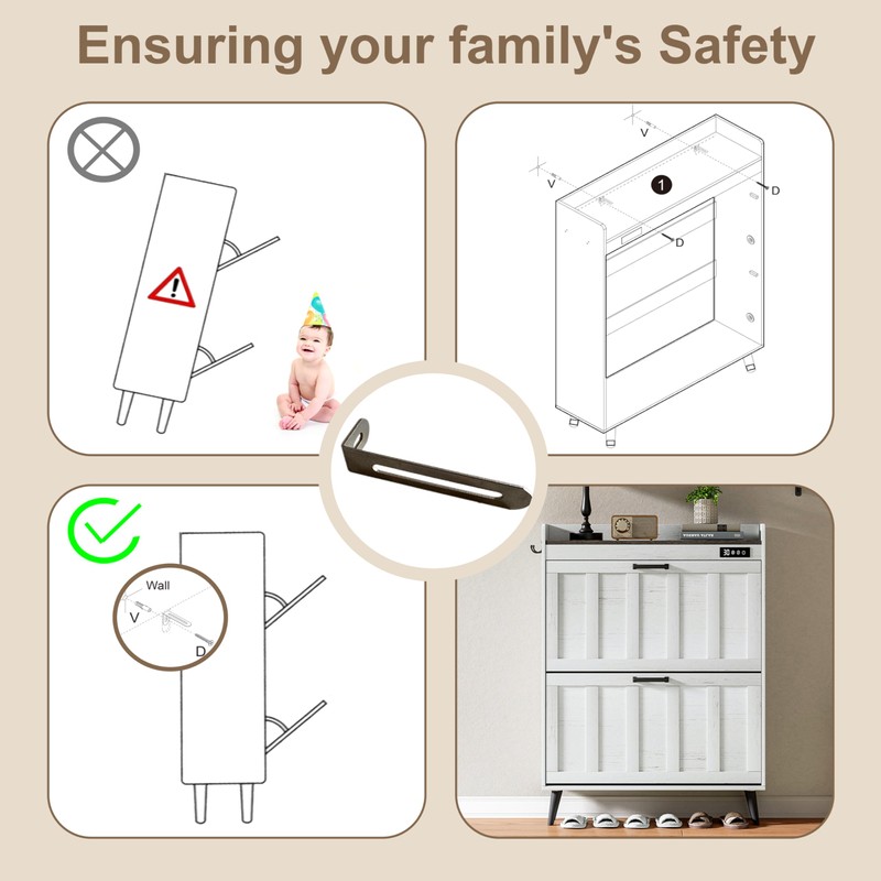 ChooChoo Shoe Storage Cabinet with 2 Flip Drawers, Deodorizing Shoe