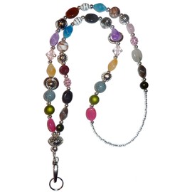 Chunky Style Fashion Women's Beaded Lanyard 34", Breakaway and Non Breakaway Available, for Keys, Badge Holder (Chunky Multi - Non Breakaway (Stronger))