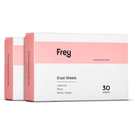 FREY Naturally Scented Dryer Sheets - Fabric Softener for Soft, Fresh & Clean Clothes (2-pack, Jasmine Rose)