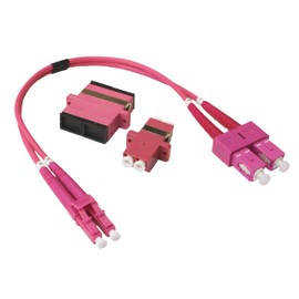Conectra® - Fibre Optic Cable Set with Matching Adapters | LC/UPC to SC/UPC | Colour Magenta | OM4 | Multimode | Duplex | Ideal for FTTH Home Networks (Length 25 cm)