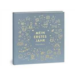 My First Year Baby Album - High-Quality Linen Book for the Most Beautiful Memories - Baby Book to Enter for the First Year of Life - Baby Memory Book & Special Gift for Birth (Blue)