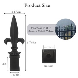 ZXNhome 10pcs Metal Trident Spear Fence Finials Fits 1" - Fleur De Lis Aluminium Alloy Black Topper Caps Spear Tips Post Caps for Yard Garden Lawn Iron Picket Fence Spire Decoration