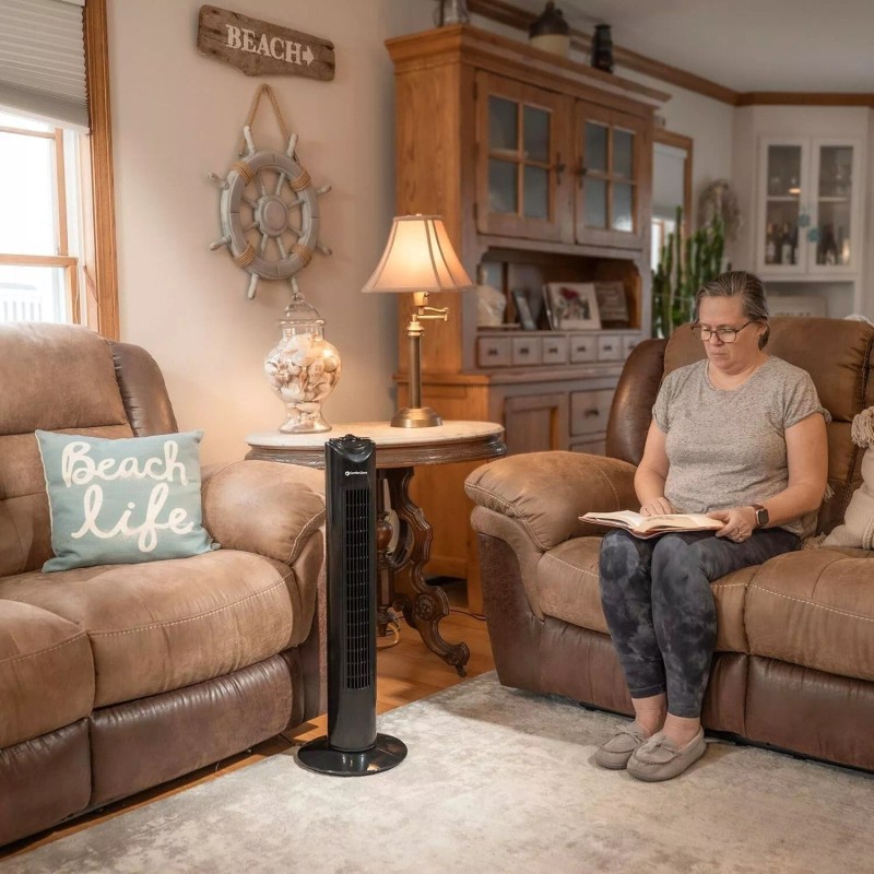 Comfort Zone 32" 3-Speed Oscillating Portable Tower Fan with Carry