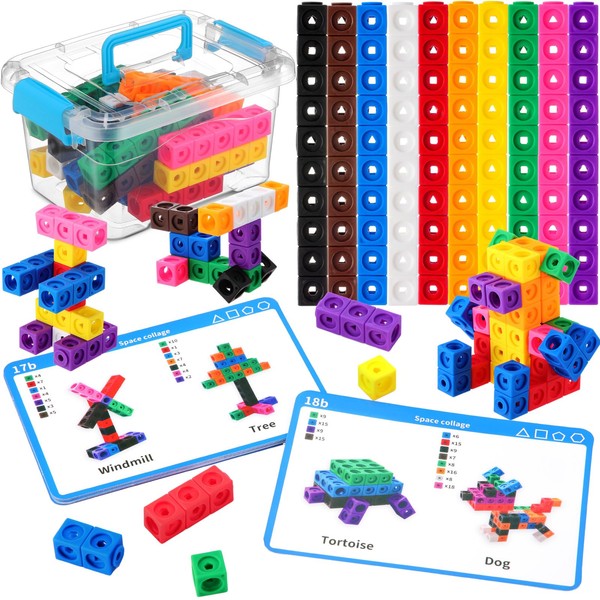 Sonwyoung 119 Pcs Linking Cubes with Activity Cards Linking Cubes