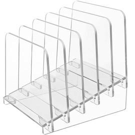 MaxGear Incline File Organizer File Holder 5 Sections, File Folder Holder for Desk Acrylic File Organizer Sorter Vertical File Rack File Stand Document Sorter for Office, School, Home, Clear