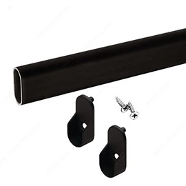 Oval Closet Rod with End Supports (MATTE BLACK - 48 inch)