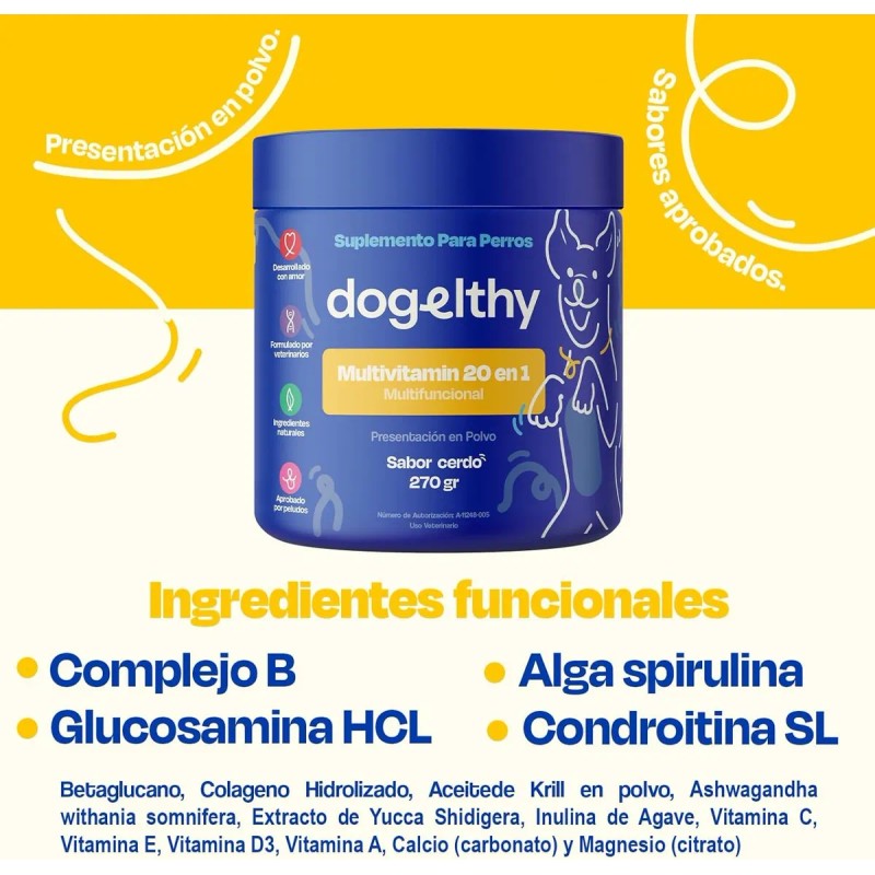 Dogelthy Pack De 2 Multivitamínicos 20 En 1 Para Perros