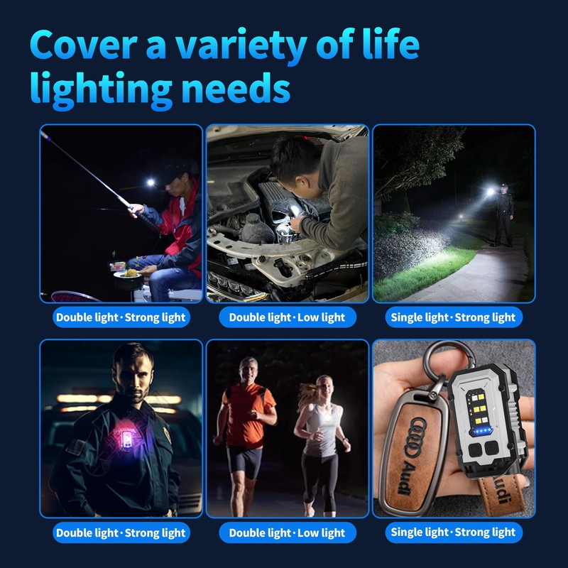 PINSAI 2 Pack Mini Keychain Flashlight with Clip, LED Magnetic