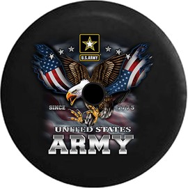 JL Spare Tire Cover United States Army USA Screaming Eagle Military Spare Tire Cover with Backup Camera Hole BUC (Fits: JL Accessories 2018+) Size 33 Inch