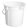 Round Bucket, 14 Qt, White, HDPE Construction, with Pour Spout