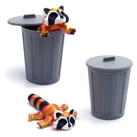 YOUNEEDFUL 2025 3D Printed Raccoon Trash can, Cute Animals for 3D Printed Long Tailed Raccoon Desktop Decoration, Interesting Ornaments, Interesting Animal Gifts (Red Gold)
