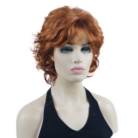 Lydell Short Soft Super Curly Wig Layered Natural Movement Synthetic Women Cosplay Wigs Copper Red