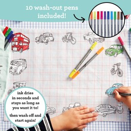 eatsleepdoodle Peter Rabbit™ and Friends Colouring Placemat for Kids with 10 Washable Markers - 33 x 47 cm Jemima Puddleduck Colouring Placemat - Ultra Washable and Reusable Arts and Crafts for Kids