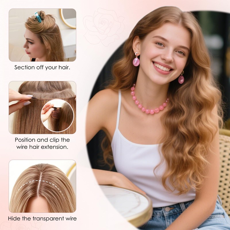 S-Noilite Invisible Wire in Human Hair Extensions 100% Real Remy