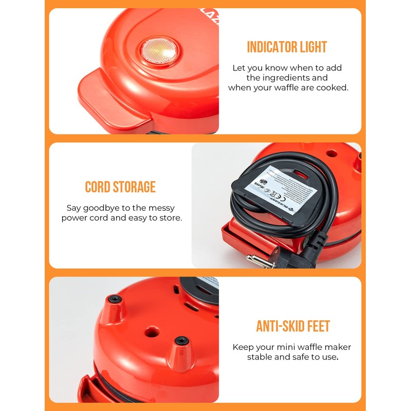 Waffle Maker Mini Small Compact Design, Breakfast Waffle Iron Machine