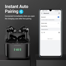 Ear buds Noise Cancelling Wireless Bluetooth Earbuds with 4 Micro 80H Long Playtime IPX7 Waterproof HiFi Stereo Bluetooth 5.3 Headphone Wireless Earbuds for Android iOS Cell Phone/Computer /Laptop