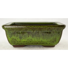 Yubonzai Rectangular Shohin Bonsai, Succulent Pot  6"x 4.5"x 2.25" w / Mesh - Moss Green