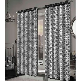 Milano Blackout Eyelet Curtains – Thermal Insulated Geometric Print Ring Top Curtain Pair – Light Blocking Window Drapes for Bedroom, Living Room & Home Décor (Milano, 66" (Width) x 90" (Drop))