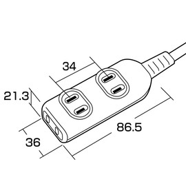 サンワサプライ(Sanwa Supply) 電源タップ 3個口・2P (5m) 配線しやすいスイングプラグ TAP-3W5N