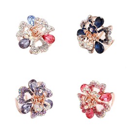 Ruihfas 4Pcs Cute Mini Crystal Bangs Clips Claws Rhinestone Flower Hair Claw Clip Pin Barrette for Girls Women 1.06×0.79 inch