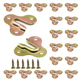 20pcs Zinc Yellow Keyhole Hangers Mirror Picture Frame Hangers Mug Key Coat Hanging Rack Wooden Board Wall Mount Single Keyhole Hanging Plate