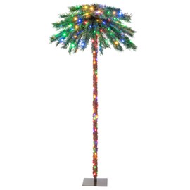 Moccha 6FT Palm Tree Christmas Tree, Christmas Palm Tree with 210 LED Lights Indoor, 100% New Fireproof PVC, Square Metal Stand, Lighted Palm Trees for Outside Patio, Balcony, Porch, Home