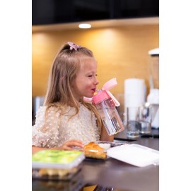 JARLSON® Children's Drinking Bottle – TÜV Tested – Water Bottle 500 ml – BPA Free – Leak-Proof – Children's Bottle with Straw – Tritan Bottle for School, Nursery, Bicycle (Pink)