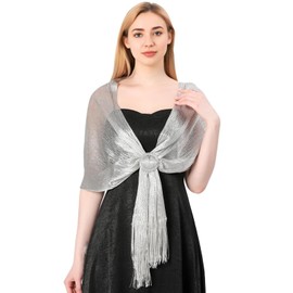 Piriuuo Shawls and Wraps for Evening Dresses, Shawl Wraps for Women Sparkling Metallic Shawls and Wraps with Buckle for Evening Dresses Party Wedding Formal Dresses