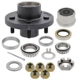 [1-Set] 3500lbs Trailer Axle Wheel Hub and Bearing Kit L44649/10, L68149/11 for #84 Spindle, 1.719'', 10-19 Seal, Dust Cap, Spindle Nut, Shaft Washer, Wheel Lug Nuts