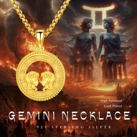 PARYFO Constellation Necklace 12 Zodiac Sign Pendant Necklace Horoscope Chain Oxidised Pendant Constellations Astrology Necklace Birthday Gifts for Women Men Unisex, Sterling Silver, Crystal