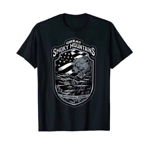 Great Smoky Mountains Vacation Souvenirs Gifts Bear USA Flag T-Shirt