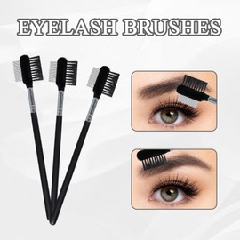 3 Pieces 2 and 1 Eyelash Brush Separator, Reusable Small and Portable Eyebrow Brush and Comb for Remove Mascara Clumps, Professional Beauty Cosmetic Tool
