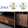 JEREVER 2 Pack Acrylic Knobs Large Size Crystal Brass Drawer