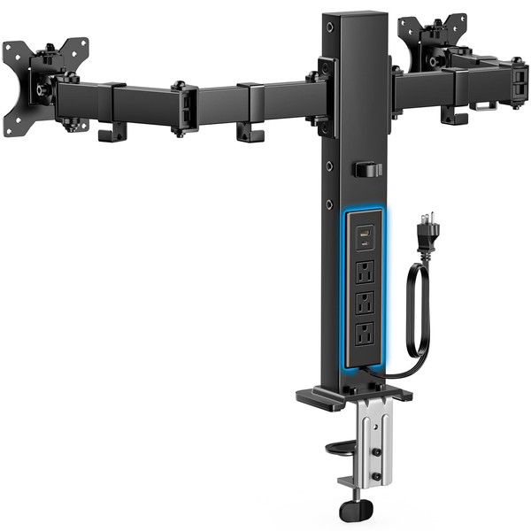 HUANUO Dual Monitor Stand with Power Outlet, Full Motion Double