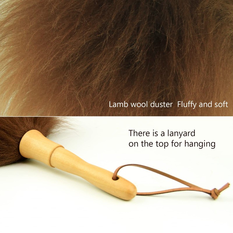 iHUFeather Lambs Wool Duster for Cleaning Window Blinds Computer Furniture