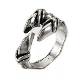 LZD Adjustable Alloy Cuff Finger Ring Wide B Ring Antique Silver 18.5mm P407