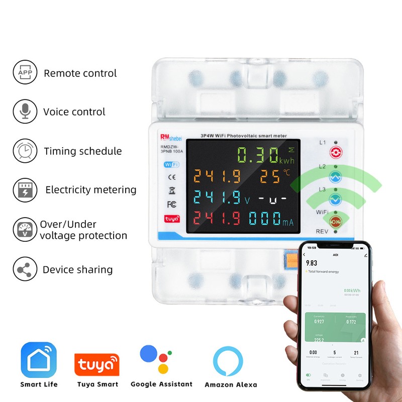 Tuya WiFi Intelligent Circuit Breaker Automatic Reclosure Protector 3P4W Power