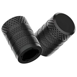 JacobsParts Tire Valve Stem Caps, Black, 4 pcs/Pack, Anodized Aluminum Tire Valve Cap Set, Corrosion Resistant, Universal Stem Covers for Cars Trucks Motorcycles SUVs and Bikes