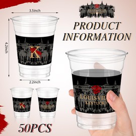 Pickmesh 50 Pcs Derby Plastic Cups, 12 oz, Black, Rose, Horse Racing Party Cups, Durable, Disposable, Tumbler, Event/Theme, Cylindrical, 12 ounces, Plastic, Easy Storage