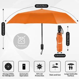 Yoobure Windproof Travel Umbrella, Automatic Umbrellas for Rain, Portable & Compact Umbrella for Backpack, Sun Umbrella for Walking, Folding Small Umbrella for Car, Lightweight Strong UV Protection